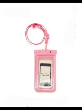 No Boundaries Pink Glitter Waterproof Phone Pouch with Lanyard NWT